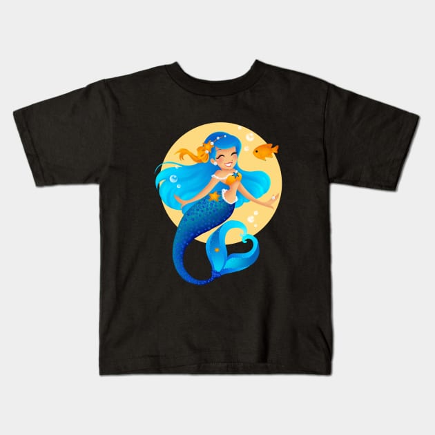 Blue Mermaid Kids T-Shirt by Redheadkls